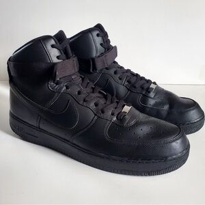 Men's Black Nike AirForce1 Mid Trainers High-Top Sneakers